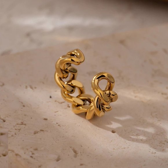 NEW 18K Gold Plated Link Chain Adjustable Ring b - Picture 6 of 6